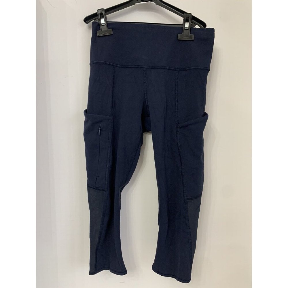 Athleta Womens All In Crop Dark Navy Blue Athleisure Running Leggings Pocket Xxs